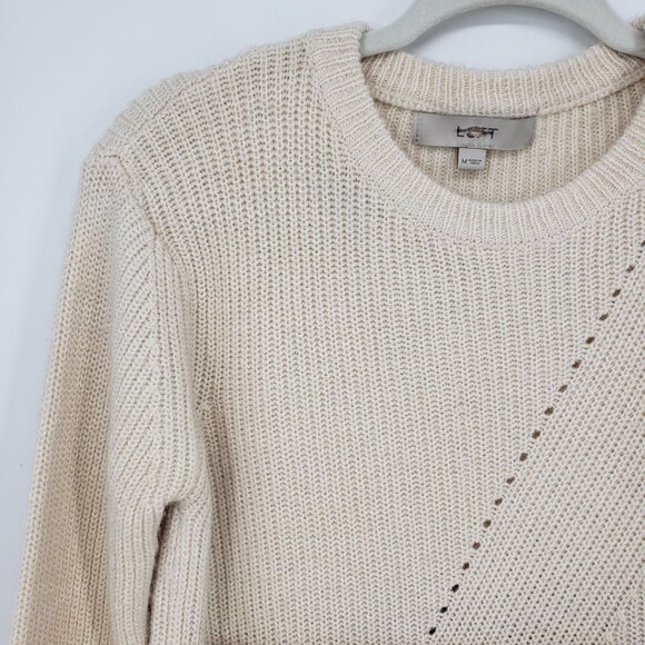 3/$25 LOFT Ombre Pullover Sweater M Merino Wool Blend Chunky Ribbed Cream - Picture 3 of 8